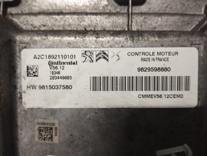 UNIDADE / CENTRALINA DO MOTOR PEUGEOT 208 / CITROEN C3 II 1.2 REF. A2C1892110101 9829598880 9815037580 - Image 3