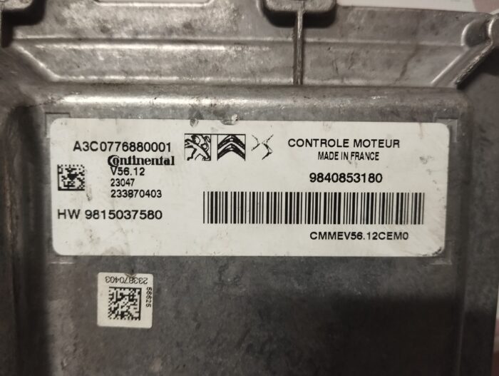 UNIDADE / CENTRALINA DO MOTOR PEUGEOT 208 / CITROEN C3 III 1.2 REF. A3C0776880001 9840853180 9815037580 - Image 2