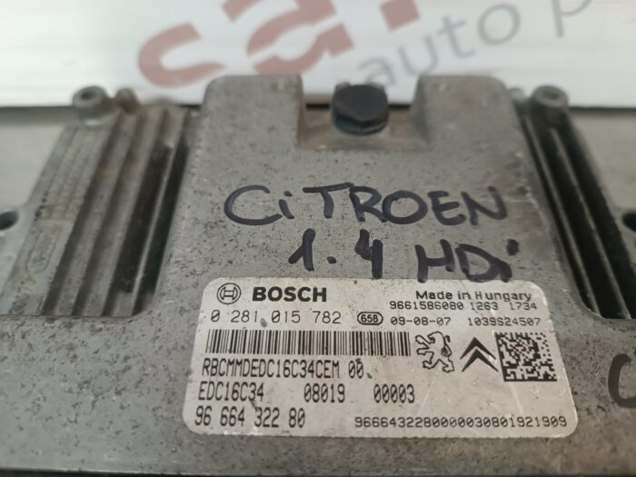 UNIDADE / CENTRALINA DO MOTOR PEUGEOT BIPPER / CITROEN NEMO / FIAT FIORINO 1.4HDI REF. 0281015782 9666432280 - Image 2
