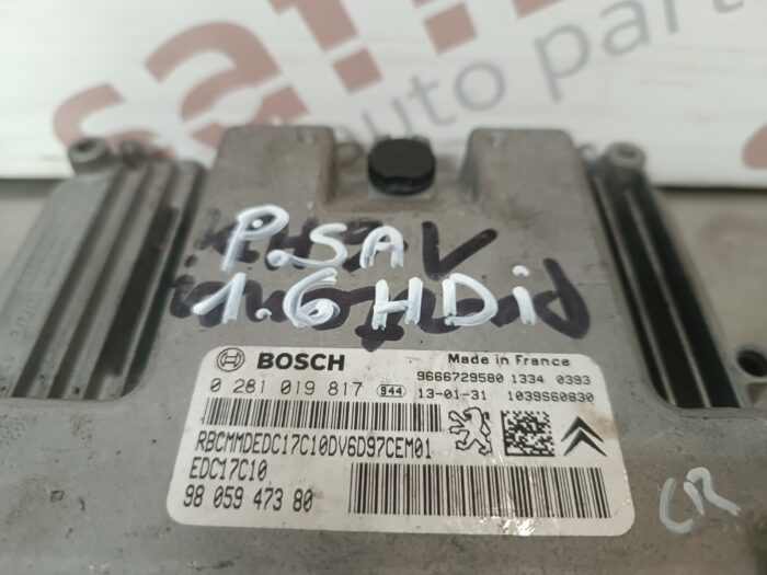 UNIDADE / CENTRALINA DO MOTOR PEUGEOT 208 / PARTNER / CITROEN BERLINGO 1.6HDI EDC17C10 9805947380 0281019817 - Image 2