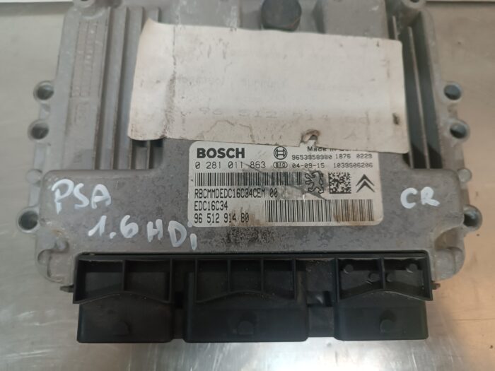 UNIDADE / CENTRALINA DO MOTOR PEUGEOT 307 / CITROEN C4 1.6HDI 0281011863 9651291480 - Image 2